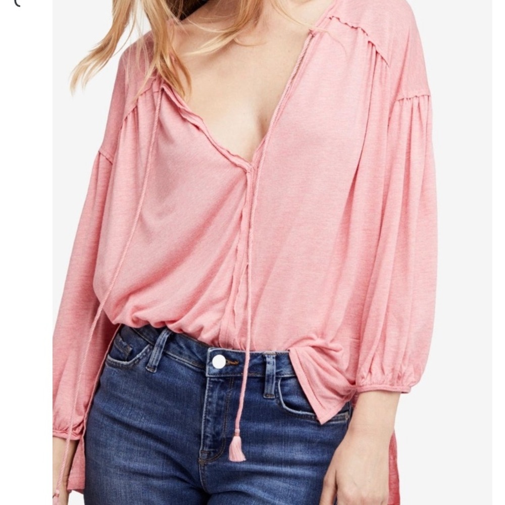 Free People White Tie Tee